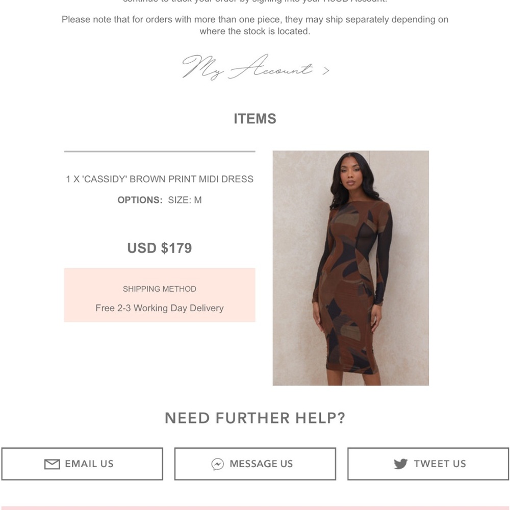 House of CB Cassidy Brown Print Dress
